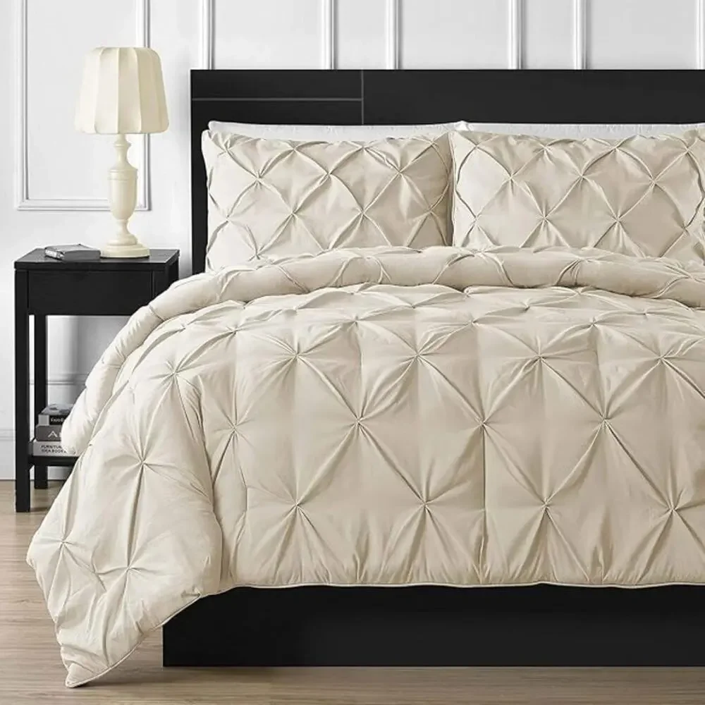 Crown Collection Premium Pinch Pleated Full Duvet 1000 TC Set Egyptian Cotton